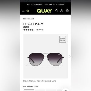 Best seller Quay Australia men’s women’s aviator high key polarized sunglasses